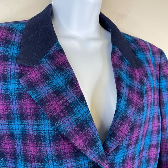 Pendleton Vintage Womens Wool Plaid Blazer Size 14 Corpcore Old Money Jacket - Picture 2 of 14